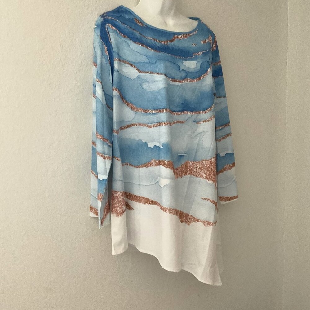 JUST FASHION NOW ASYMMETRICAL BLUE TOP - Picture 4 of 9